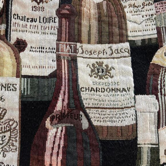 Vintage Wine Bottle Print Vest | USA-Made | Textured Fabric Quirky Button-Up LG - Picture 5 of 6